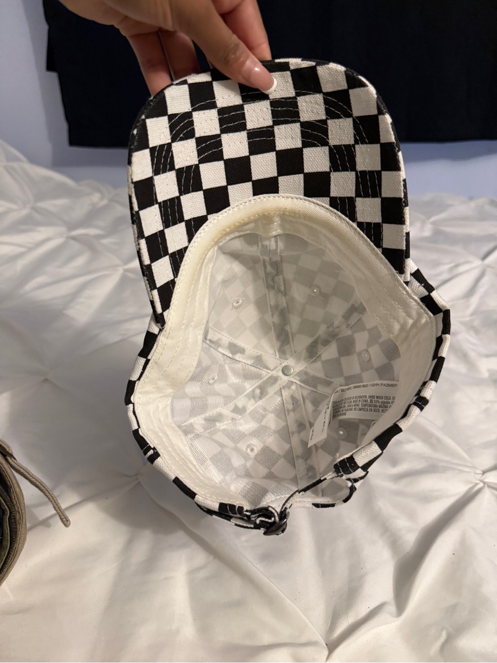 Black & White Checkerboard Kids Baseball Cap - Picture 2 of 2